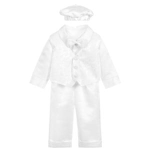 Boys 5 Piece White Christening Set