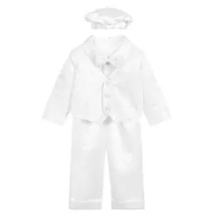 Boys 5 Piece White Christening Set