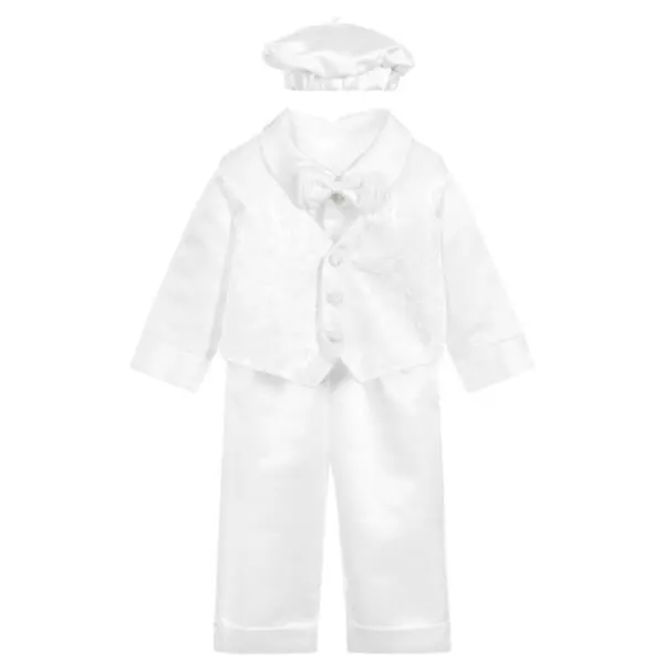 Boys 5 Piece White Christening Set