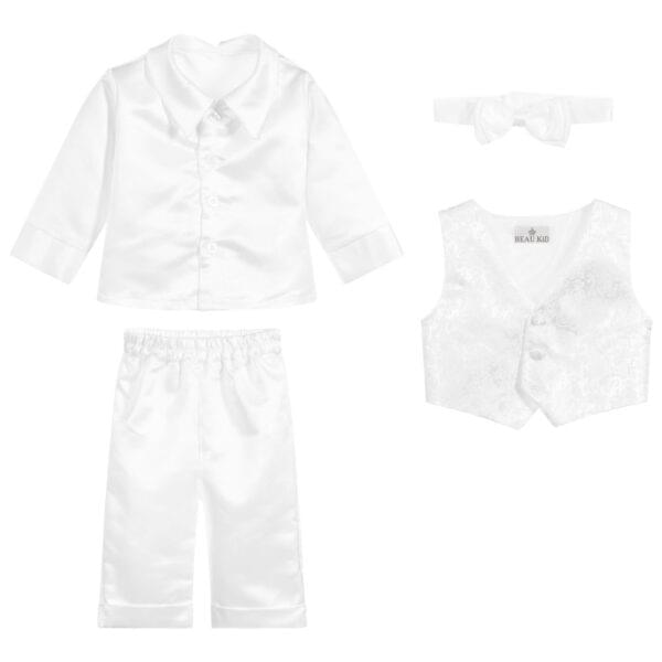 Boys 5 Piece White Christening Set