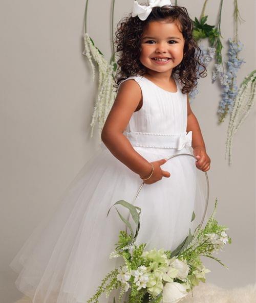 Girls White Christening Flower Girl Dress