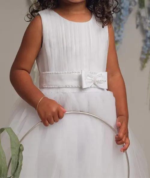 Girls White Christening Flower Girl Dress