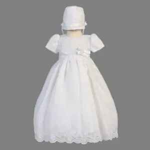 White Embroidered Organza Dress - Candice