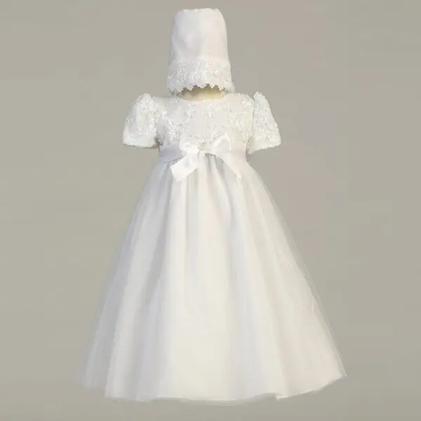 White Tulle Christening Dress - Lillian