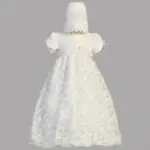 White Embroidered Satin Ribbon Tulle Dress - Amber