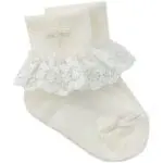 Girls Ivory Christening Cross Socks