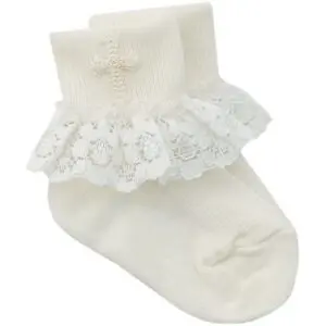 Girls Ivory Christening Cross Socks