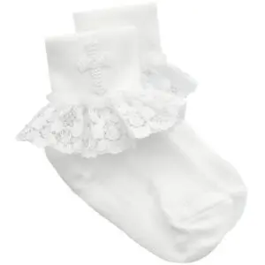 Girls White Christening Cross Socks