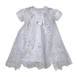 White Christening Dress & Bonnet Set