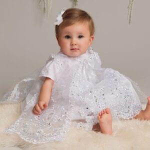 White Christening Dress & Bonnet Set