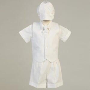 White Fine Cord Christening Suit - Peter