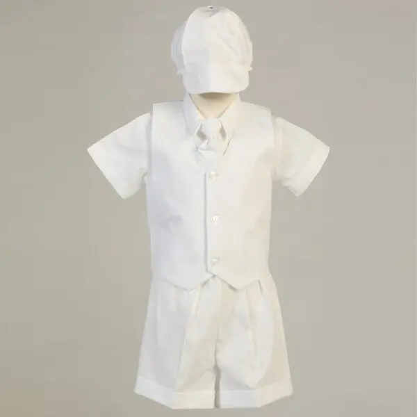 White Fine Cord Christening Suit - Peter