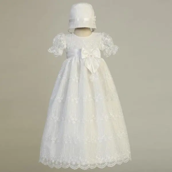 Embroidered Tulle Christening Gown - Camilla