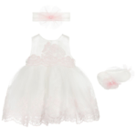 Girls Ivory & Pink Occassion Dress Set – Front