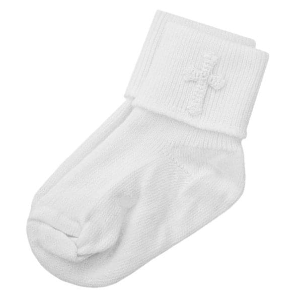 Boys White Christening Socks