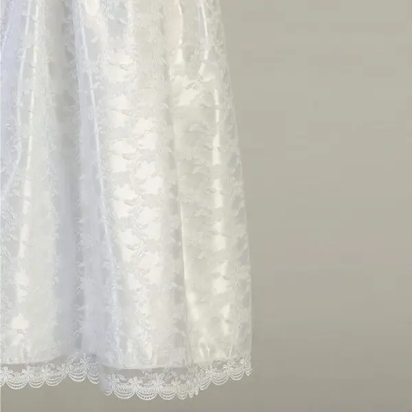 Lace Gown with Silver Embroidered Trim - Cassandra