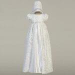 White Satin & Lace Christening Gown - Suzana