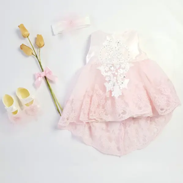 Ivory & Pink Occasional Dress Set