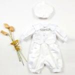 White Waistcoat Romper Christening Suit