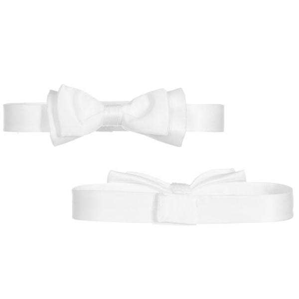 White Waistcoat Romper Christening Suit - Bowtie