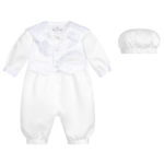 White Waistcoat Romper Christening Suit – Front