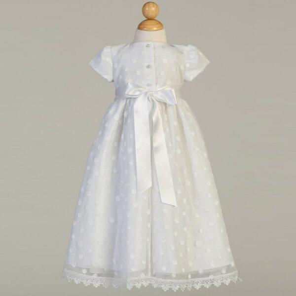 Embroidered Polka-Dot Christening Gown - Coco