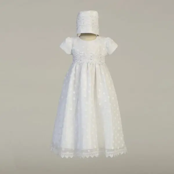 Embroidered Polka-Dot Christening Gown - Coco