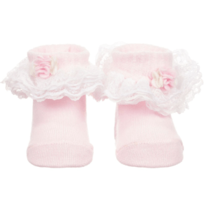 Girls Pink Lace Cotton Socks