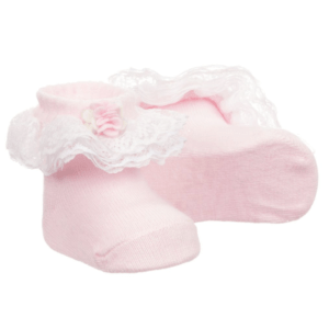 Girls Pink Lace Cotton Socks