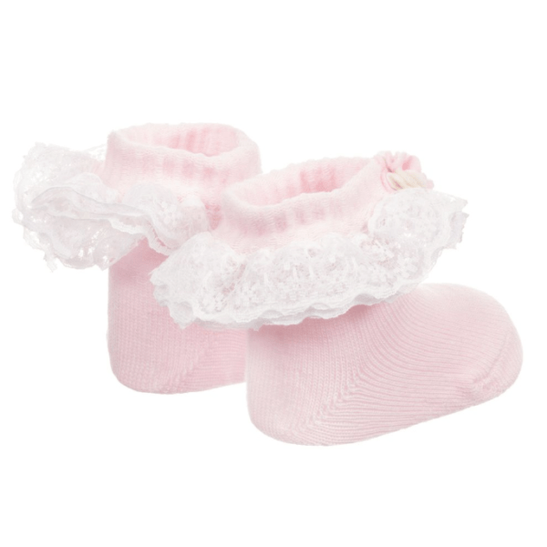 Girls Pink Lace Cotton Socks
