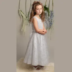 Girls Silver White Occasional Dress