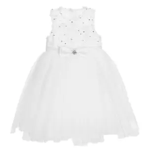 White Tulle Occasional Dress with Bow
