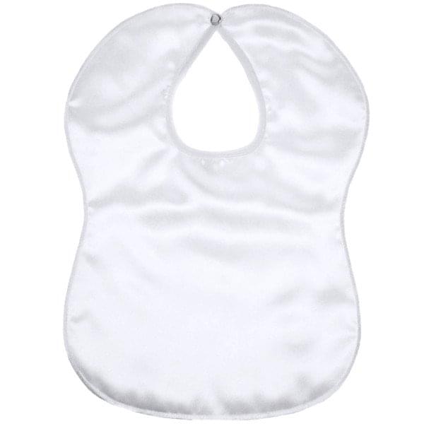 White Plain Satin Popper Bib