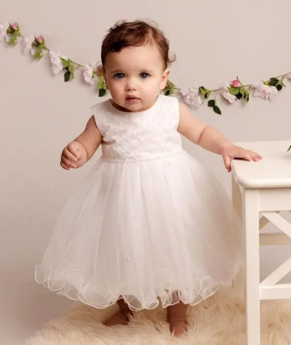 Ivory Tulle & Pearl Occasional Dress