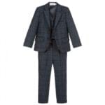 Blue Tweed Check 3 Piece Suit