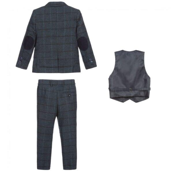Blue Tweed Check 3 Piece Suit