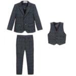 Blue Tweed Check 3 Piece Suit – Front