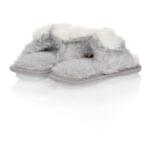 Grey Faux Fur Bunny Slippers – Back