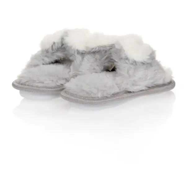 Grey Faux Fur Bunny Slippers