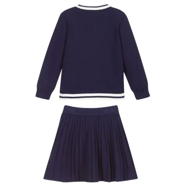 Navy Blue Knitted Skirt Set