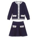 Navy Blue Knitted Skirt Set – Front