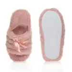 Pink Faux Fur Bow Slippers – Set