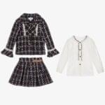 Girls Navy Jacket & Skirt Set
