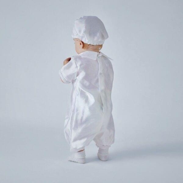 White Short Sleeve Christening Romper