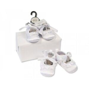 Girls Rosebud & Lace Christening Shoes