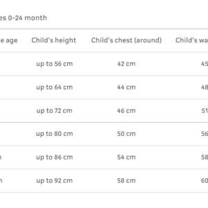 BeauKid Size Guide