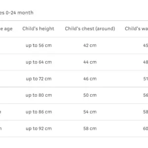 BeauKid Size Guide