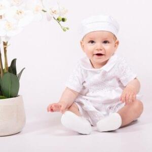 White Satin Christening Romper