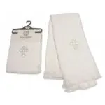 White Christening Shawl with Silver Cross