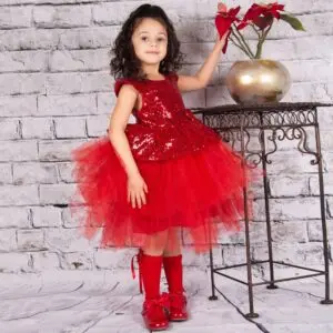 Red Long Sequin Bow Socks